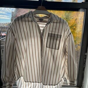 Rails White and Gold Striped Shirt